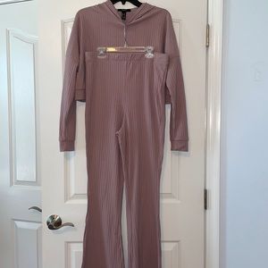 Mauve Ribbed Coord Set